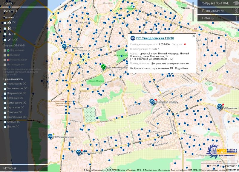 Оэк карта питающих центров